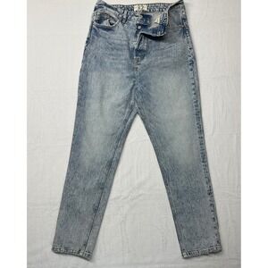 WE THE FREE  32 Acid Wash High‎ Rise Mom Jeans WMN Size 32X28 Button Fly